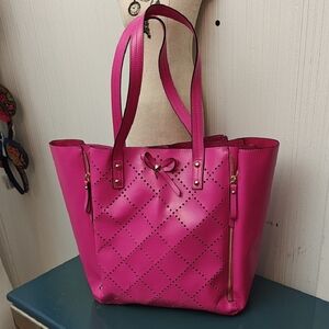 Chic Fuchsia Tote with Bow Detail